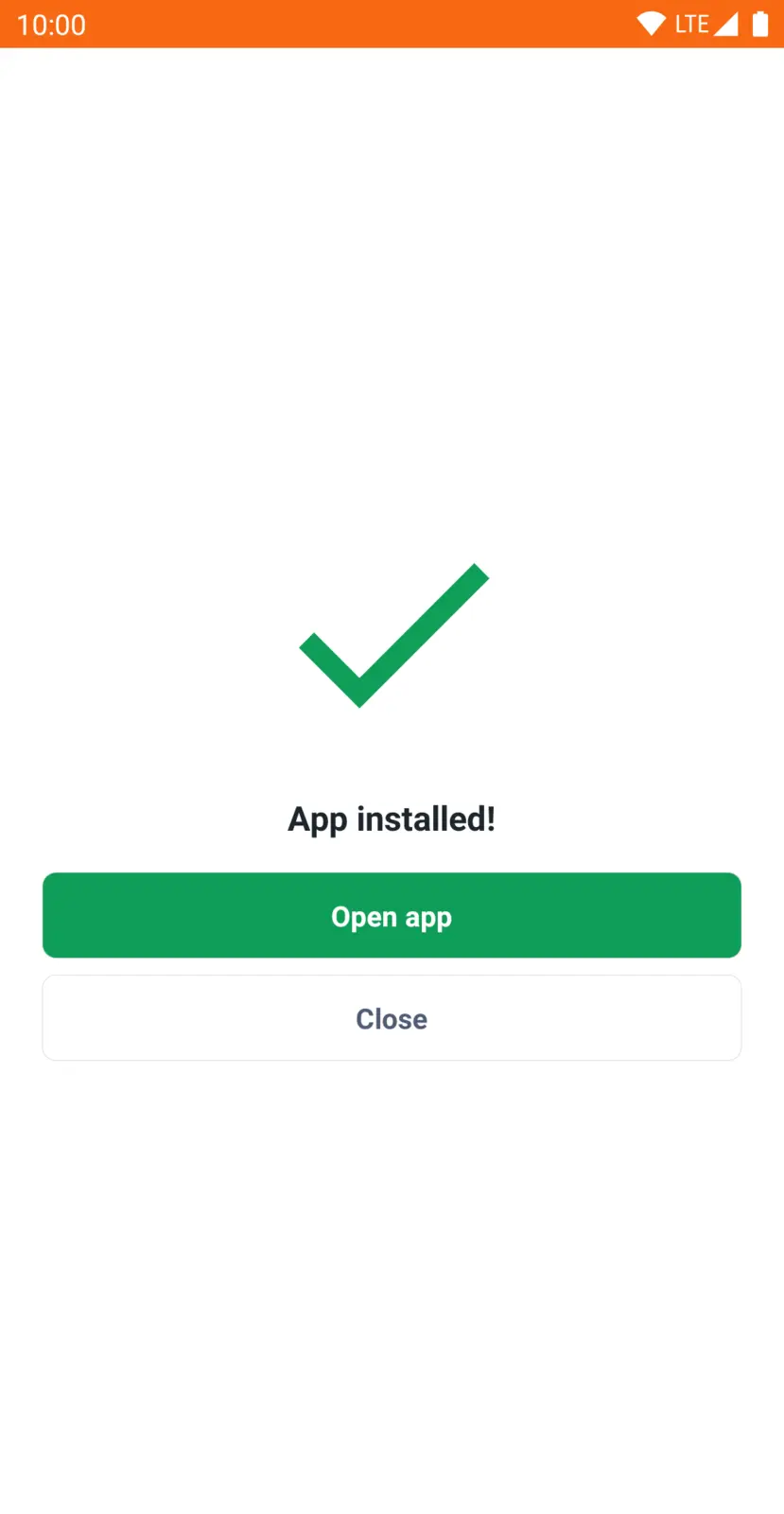 Installation completed screen with the Open App button