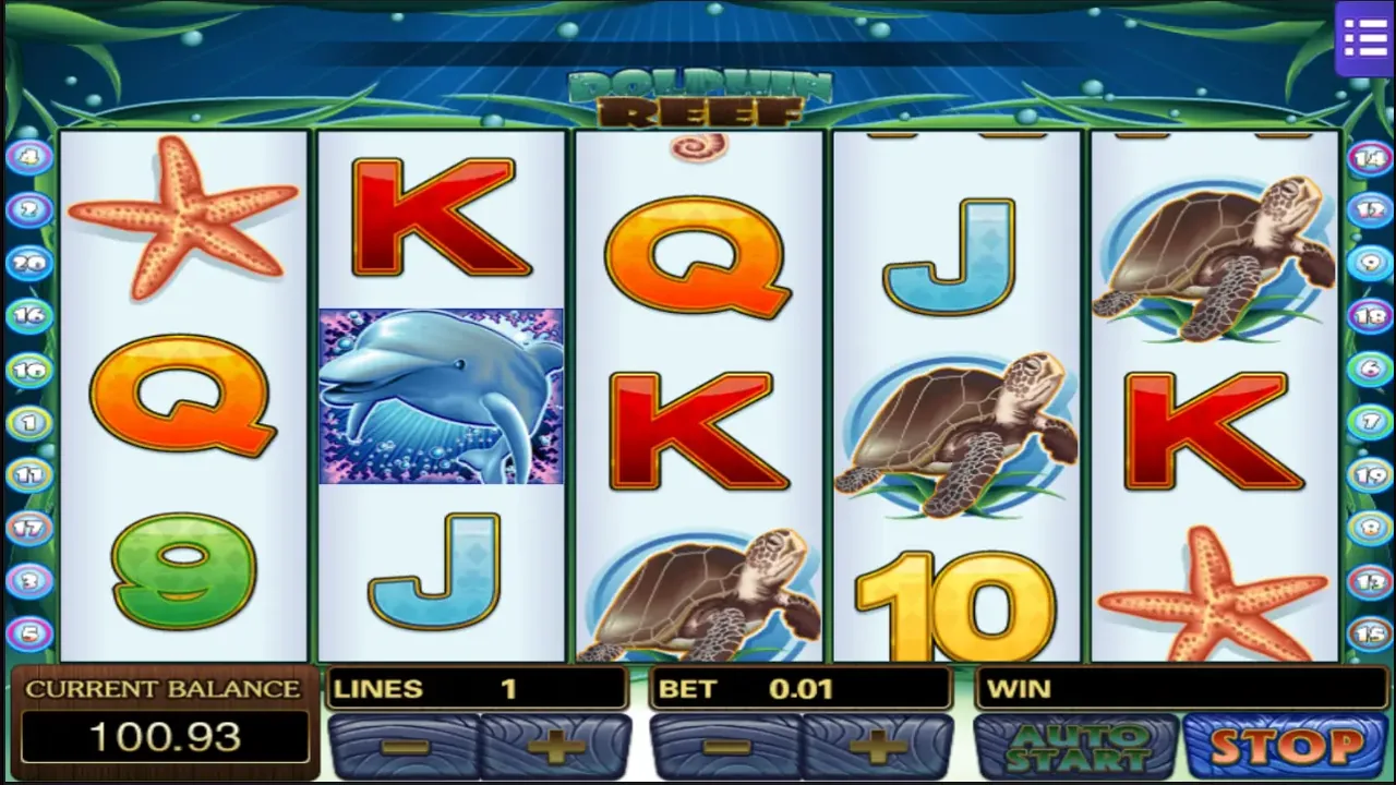 Dolphin Reef game interface inside Mega888